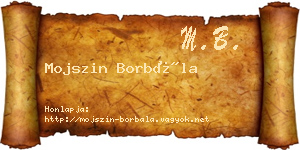 Mojszin Borbála névjegykártya